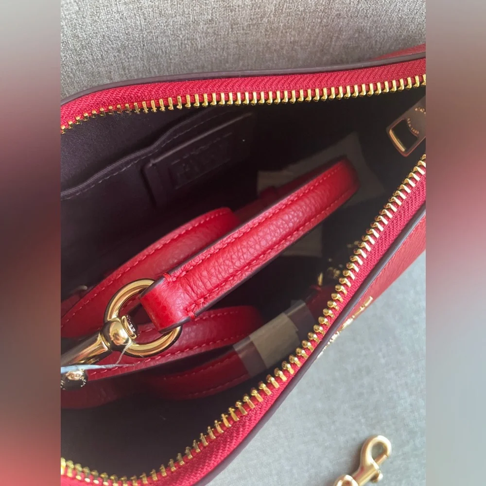 ‼️last one‼️NWT!COACH TERI SHOULDER BAG(COACH CV934)GOLD/BOLD RED Holiday gift - Picture 7 of 16